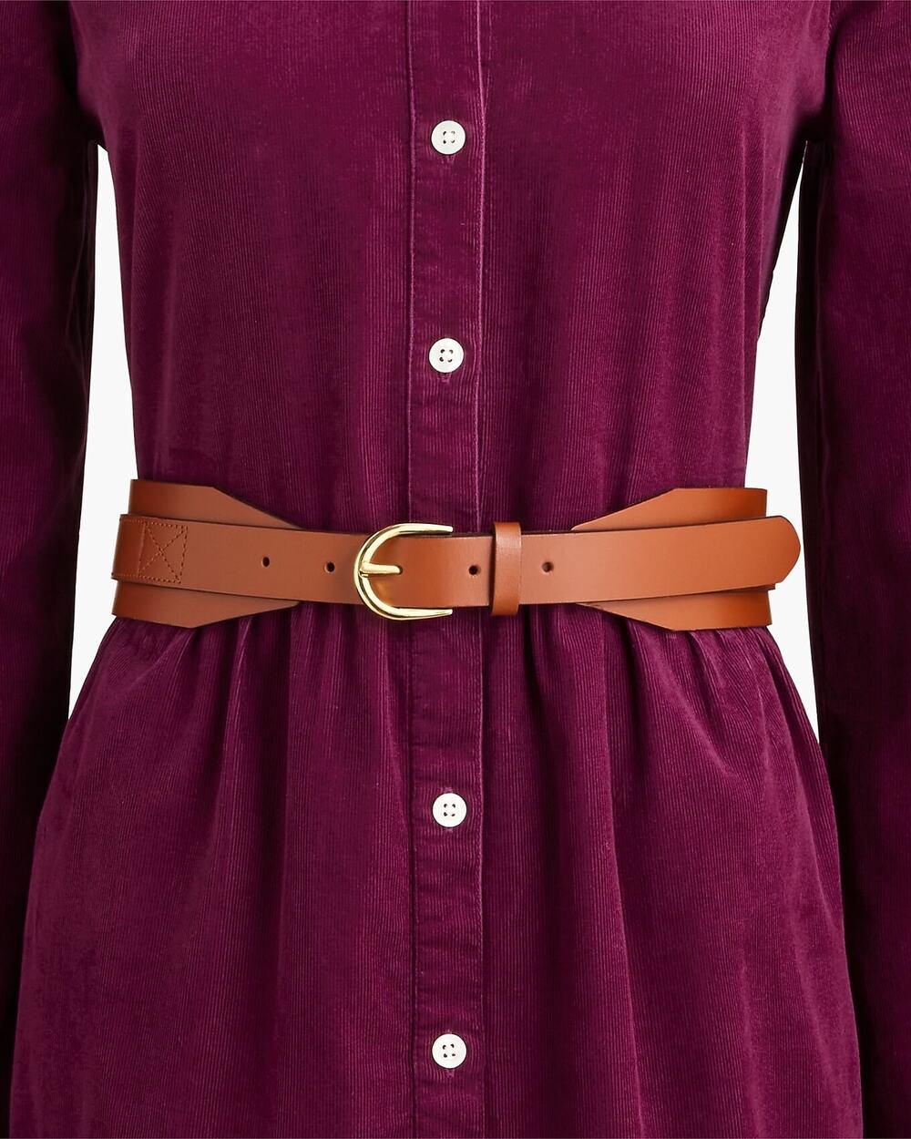 J. Crew Brown Leather Wide Waist Belt Gold Tone Buckle Size M/L
